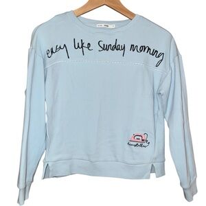 Easy Like Sunday Morning Light Blue Crop Sweatshirt M